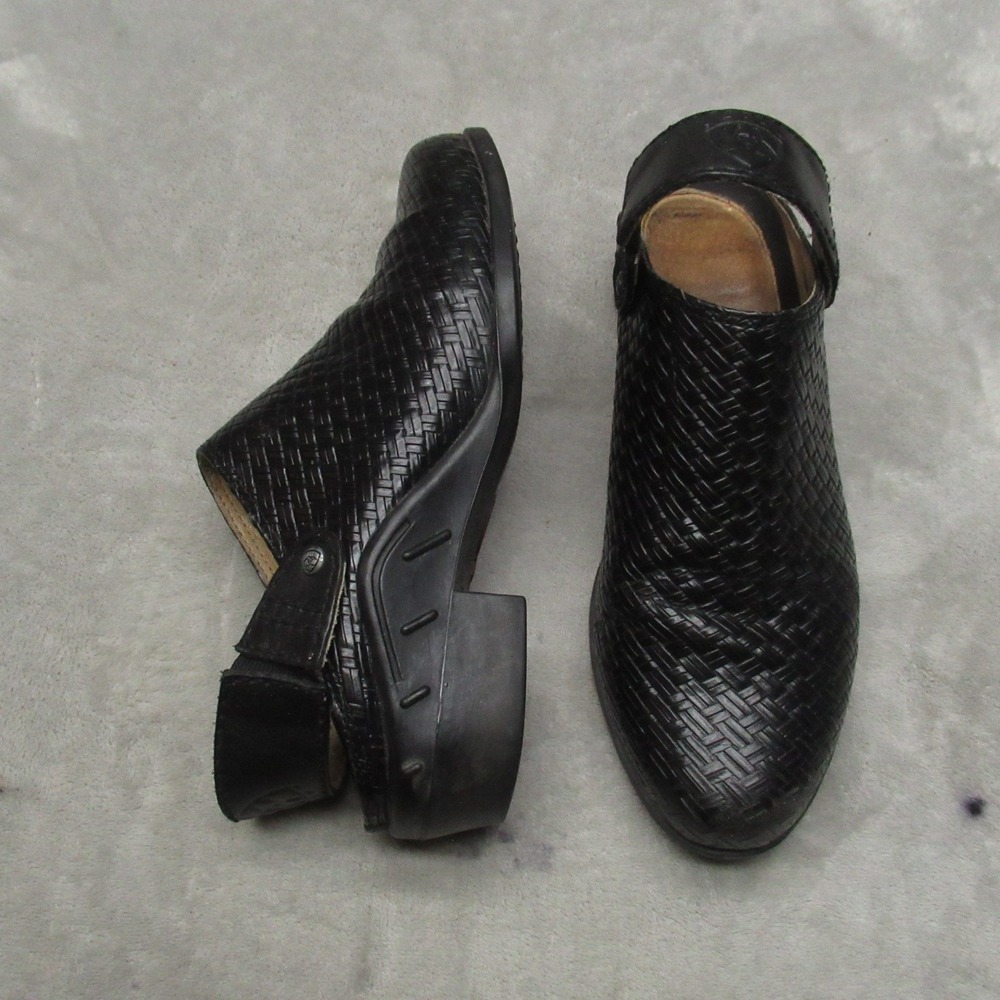 Ariat Women 6.5B Clog Black Woven Leather Slingback Chunky Flatform Sole Slip On